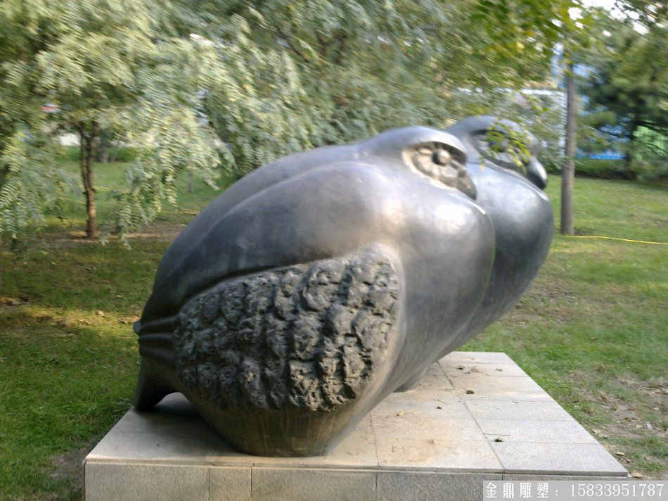 抽象猫头鹰铜雕塑，鸟禽雕塑
